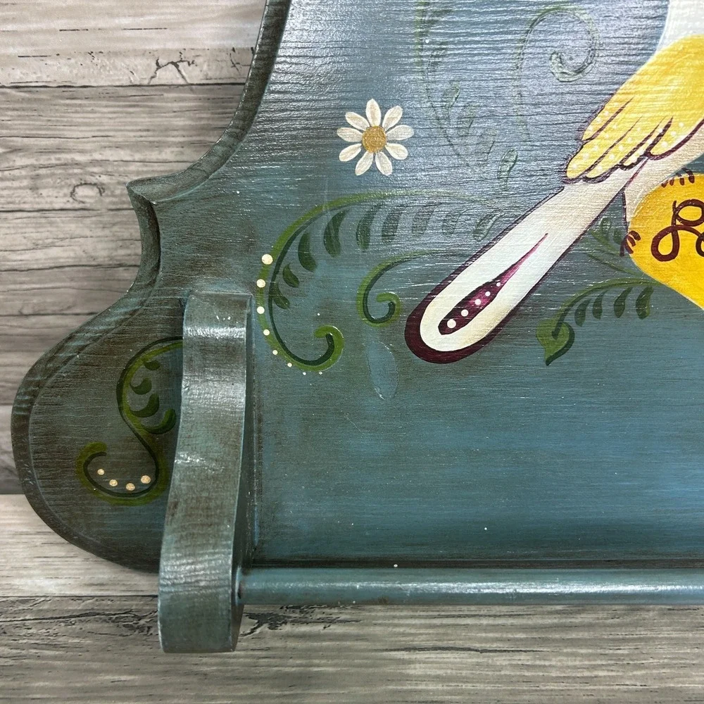 Wood Heart Hand Towel Rack Country Rustic Cottage‎ Love Birds Painted Decor Rack